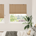 Rullgardin med gardiner Brun 140 x 220 cm Bambu