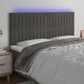 Sänggavel LED mörkgrå 180x5x118/128 cm sammet