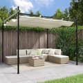 Pergola med infällbart tak gräddvit 295x292x230 cm