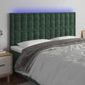 Sänggavel LED mörkgrön 160x5x118/128 cm sammet