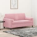 2-sitssoffa med prydnadskuddar rosa 140 cm sammet