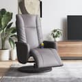 Massagefåtölj med fotstöd grå konstläder