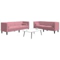 Soffgrupp chesterfield 2 delar bolsterkuddar rosa sammet
