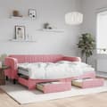 Dagbädd utdragbar med lådor rosa 90x200 cm sammet