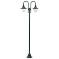 Lyktstolpe för trädgård E27 220 cm aluminium 2 lyktor mörkgrön