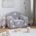 Bäddsoffa för barn ljusgrå med stjärnor mjuk plysch