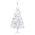 Belyst plastgran med kulor vit 180 cm PVC