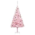 Belyst plastgran med kulor rosa 210 cm PVC