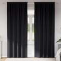 Mörkläggningsgardiner med Ringar 2 pcs Svart 225 x 140 cm