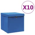 Förvaringslådor med lock 10 st 28x28x28 cm blå