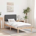 Sängram med Klädd Huvudgavel Mörkgrå 75 x 190 cm Massiv furu