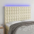 Sänggavel LED gräddvit 144x5x118/128 cm konstläder