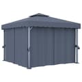 Paviljong med draperi 3x3 m antracit aluminium