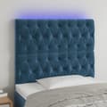 Sänggavel LED mörkblå 100x7x118/128 cm sammet