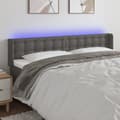 Sänggavel LED grå 163x16x78/88 cm konstläder