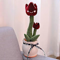 Miniatyrbilde 1 av 2: Snakkende Blomst Plysjleketøy Dansende Snakkende Gjentagende Multifunksjonell Tulip[D] Red Wine