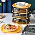 Pikkukuva 2 / 5: Mikroaaltouunin lautanen ja roiskesuoja helppokäyttöinen kansi ruoalle (BPA-vapaa, ei FDA-sertifikaattia)[D] Multicolor Yellow