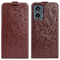 Miniatyrbild 1 av 5: R64 Vertikalt Vändbart Läderfodral för Motorola Edge 50 Fusion Brown