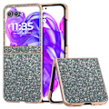 Miniatyrbild 1 av 5: Mobilfodral för Motorola Razr 50 5G, Galvaniserat, Färgad Glitterdesign, PU+TPU Skyddande Fodral Rock Pine Green