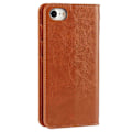 Miniatyrbillede 3 af 5: Til iPhone SE (2020)/SE (2022)/8/7 4,7 tommer Olie-kant Crazy Horse Ægte Læder Fastgjort Hård PC Indvendig Etui Tegnebog Stativ Flip Telefon Cover - Sort Brown
