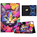 Miniatyrbillede 1 af 5: Etui til iPad Pro 11 (2018) / (2020) / iPad Air 11 (2024) / Air (2020) / (2022) PU Læder Mønster F Multicolor Rose Cat