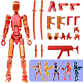 Miniatyrbild 1 av 5: T13 Actionfigur, Titan 13 Actionfigur 3D Titans Figur, 3D-tryckt Actionfigur Nova 13 Actionfigur, Multi-artikulerade Actionfigurer Gold red