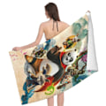 Miniatyrbilde 2 av 5: v839 Kung Fu Panda Strandhåndklær Hurtigtørkende Mikrofiber Myk og Absorberende Badehåndkle Utendørs Reise Overdimensjonert Strandhåndkle for Voksne Barn FFjj839