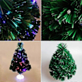 Miniatyrbilde 3 av 5: 42 cm små juletrær, fiberoptiske juletrær med 8 fargeskiftende iriserende LED-lys, kunstige forhåndsopplyste mini bordjuletrær