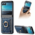 Miniatyrbild 1 av 5: Plånboksfodral för Motorola Razr 50 Ultra, PU-läder Stötsäkert Skyddande Fodral med Kortfack & Metallringhållare