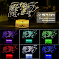 Miniatyrbillede 3 af 5: Godzilla vs Trehovet Dragerkonge Ghidorah 3D Natlampe, 16 Farveskiftende Dæmpbar Børnenatlampe, med Berøring og Fjernbetjening. Godzilla Legetøj LED Li