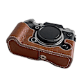 Miniatyrbild 3 av 4: Kamerabottenfodral i buffelstruktur för Fujifilm X-T5 med flanellfoder, halvkroppsskydd