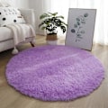 Miniatyrbillede 1 af 5: Plys Rundt Tæppe Bløde Hvide Tæpper til Stue Blød Boligindretning Soveværelse Børneværelse Dekoration Salon Tykt Luv Tæppe[D] Light purple 40x40cm