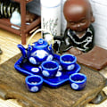 Miniatyrbild 5 av 5: Farfi 6 st/set Dockhus Teservis Multifunktionell Återanvändbar Skala 1:12 Dockhus Miniatyr Porslin Teservis Set För Diy Leksaker C