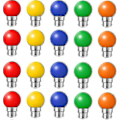 Pikkukuva 1 / 5: Barsinfi 20x B22 Bajonettikanta LED Värillinen Lamppu Mini Globe Golfball Lamput Ulkopatio Puutarhajuhliin[D]