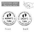 Miniatyrbilde 2 av 5: Morsom Rustfritt Stål Ny Foreldre Beslutningsmynt Dobbeltsidig Barneutfordringsmynt For Mamma Pappa Babyshower Førstegangs Mamma Pappa Vordende Nyfødt[D] 2