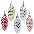 Miniatyrbilde 1 av 5: 5 stk Julerud Ornamenter i Plast, Fargerike Glitrende Furukongler, Hengende Pynt for Festlig Dekorasjon av Juleriet