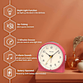 Miniatyrbild 3 av 5: Tyst Analog Alarmklocka, Tick-Free, För Tungsovare, Snooze, 6 Väckarklocksljud, Batteridriven och Ljusfunktioner, Enkel Inställning (Blå)