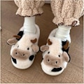 Miniatyrbild 3 av 5: Gaolinci Cartoon Ko Slippers i Bomull, Vinter Inomhus & Utomhus Tofflor för Kvinnor (43-44)
