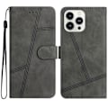 Miniatyrbillede 1 af 5: Syet Læder Telefonetui Til iPhone 16 Pro Max Grey