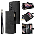Miniatyrbild 1 av 5: Fodral för Samsung Galaxy Z FOLD 3 5G Läder Magnetisk Handväska Dragkedja Fickficka Armband Kompatibel med Samsung Galaxy Z FOLD 3 5G Fodral