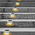 Miniatyrbild 3 av 5: 4-pack Solardrivna Däcklampor LED Soltrappbelysning Vattentät Staketbelysning för Utomhus Trappor Staket