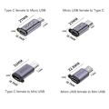 Miniatyrbilde 2 av 5: Micro USB til Mini USB Type-C Adapter Usb-C Hunn til Micro Usb Hann Konverter [D] Type C to Mini USB