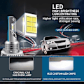 Miniatyrbilde 2 av 5: H15 LED Dagslys for Biler Frontlys 20000LM 80W for -/ /A180/- Q7 A6 A3/Golf 6 7 Silver