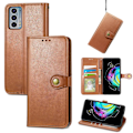 Miniatyrbillede 1 af 4: Ensfarvet Læder Spænde Telefon Cover Til Motorola Edge 20[D] Brwon