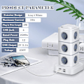 Miniatyrbilde 5 av 5: Vertikal Strømbrett, 12 Strømuttak Med 4 USB-Porter, Vertikal Strømbrett Med Overspenningsvern For Hjemmekontor, 3m Forlengelsesledning (2500w/10a