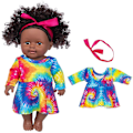 Miniatyrbillede 2 af 3: Sort Sort Baby Sød Krøllet Sort 35CM Vinyl Baby Legetøj Børnelegetøj Dukker