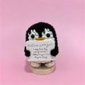 Miniatyrbillede 2 af 4: Håndlavet Pingvin Figur Hæklet Dukke Legetøj Smilende For Positive Vibes Følelsesmæssig Støtte Sød Værelsesindretning Inspirerende Gave Til Børn [kk] Black