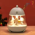 Bærbar musikkdose med karusell og nattlys for barn, dekorativ lampe for barnerom, USB-oppladbar, dimbar, timer [D]