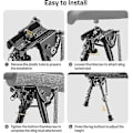 Miniatyrbillede 4 af 5: Alsidig riffelbipod, hurtigudløsende bipod i flykvalitetsaluminium med ikke-rustende sort anodiseret F[D]