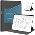 Miniatyrbilde 1 av 5: For ReMarkable Paper Pro Etui med Frontstøtte 360 Graders Rotasjon Stativ PC+PU Lær E-leser Deksel - Multicolor Lake Blue